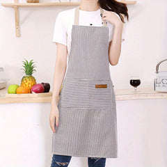 Adjustable Bib Apron With 2 Pockets For Chef Cooking
