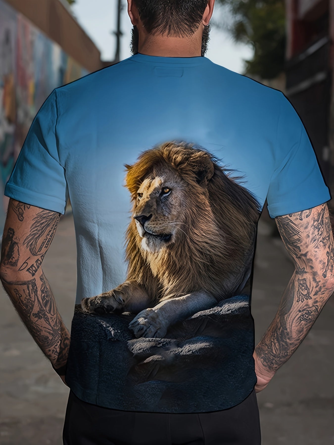 LION 3d Print Men's Short Sleeve T-shirt Graphic Tee - Summer Clothing