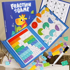 Children's Magnetic Fractions Learning Math Toy Wooden Fraction Book Set