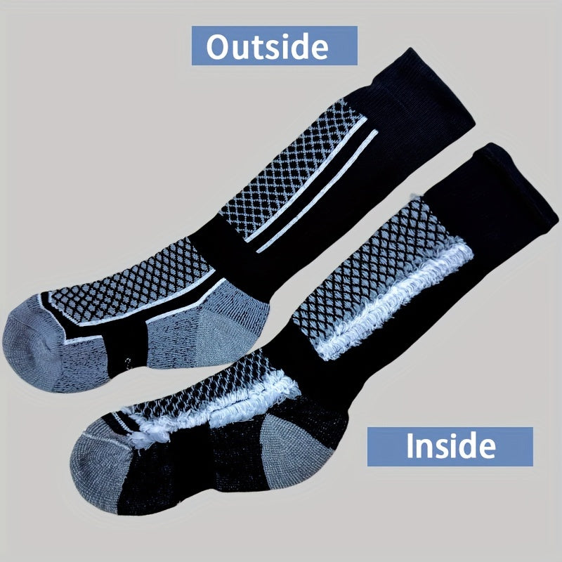 Winter Warm Ski Socks Thermal Cotton Blend for Teenagers Thicken Heated Crew