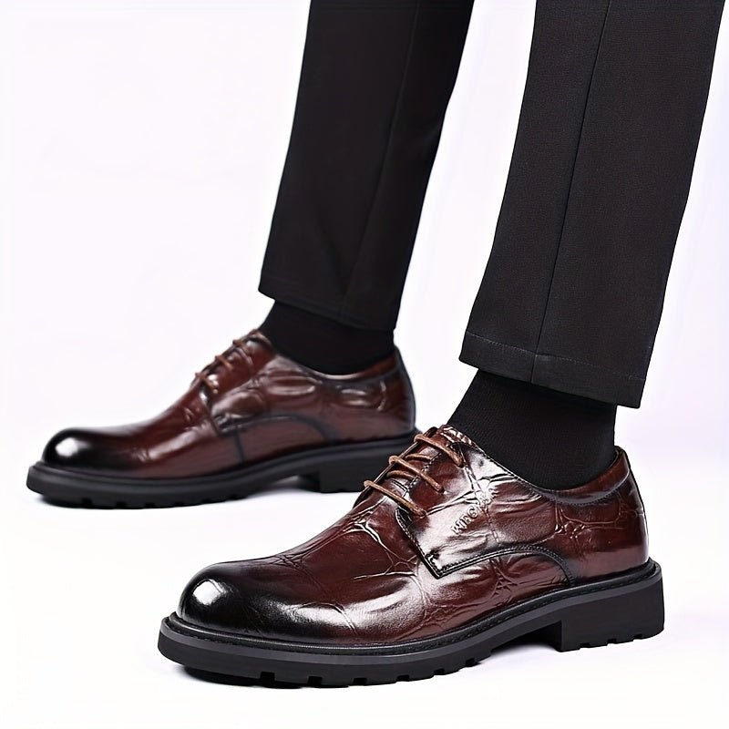 Men's Almond Toe Derby Lace-Up Office Dress Shoes