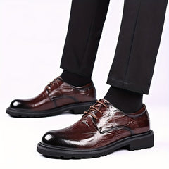 Men's Almond Toe Derby Lace-Up Office Dress Shoes