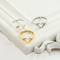 Adjustable Silvery Heart Ring 18K Plated Love Jewelry for Women Teens