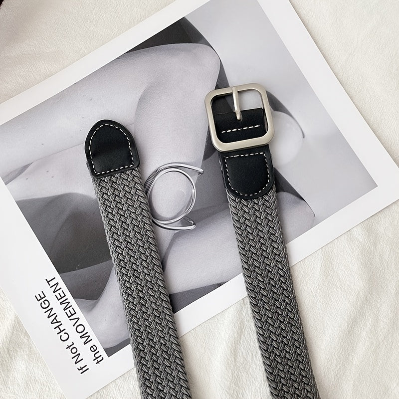 Canvas Elastic Belt Casual Woven Belt Men 4 Colors 2 Sizes