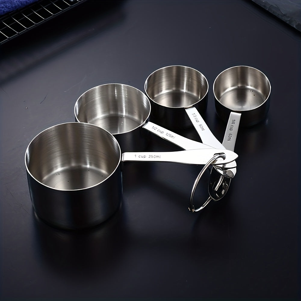 4pcs Metal Measuring Spoon Set Stainless Steel for Dry & Liquid Ingredients