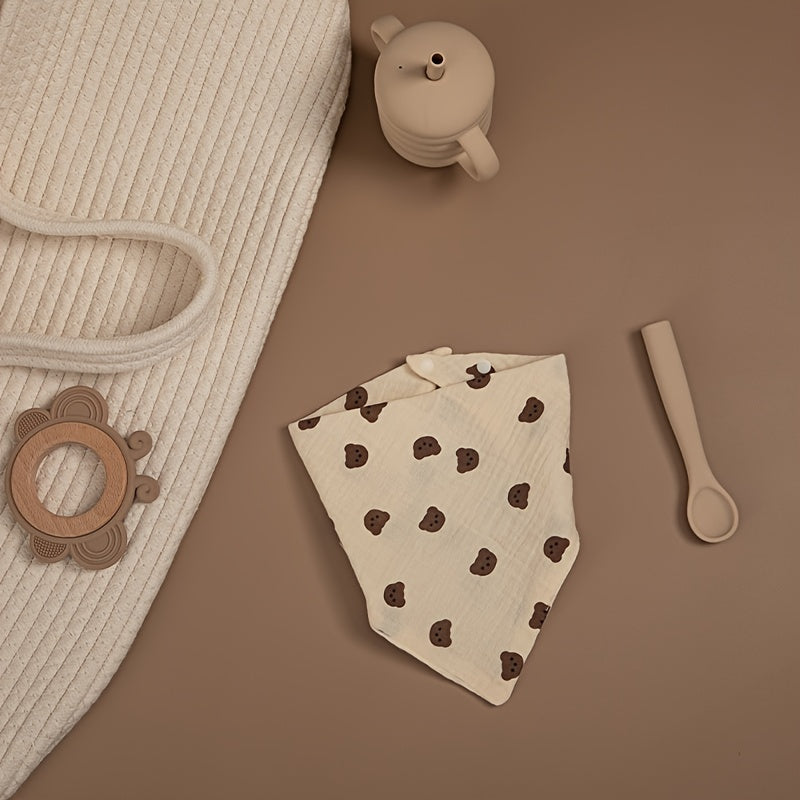 Floral Print Cotton Triangle Bib For Boys Girls