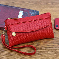 Women's Argyle Quilted Wristlet Bag Zipper Handbag