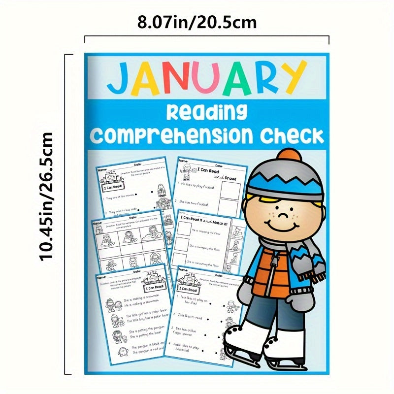 January Reading Comprehension Workbook for Kids - Matching & Coloring Fun