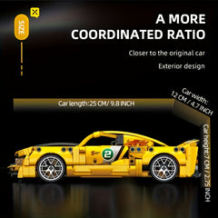 451pcs Building Blocks Pull Back Car Yellow Supercar Educational Toy