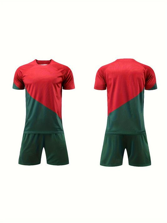 Portugal Football Jersey & Stretch Shorts Set for Kids