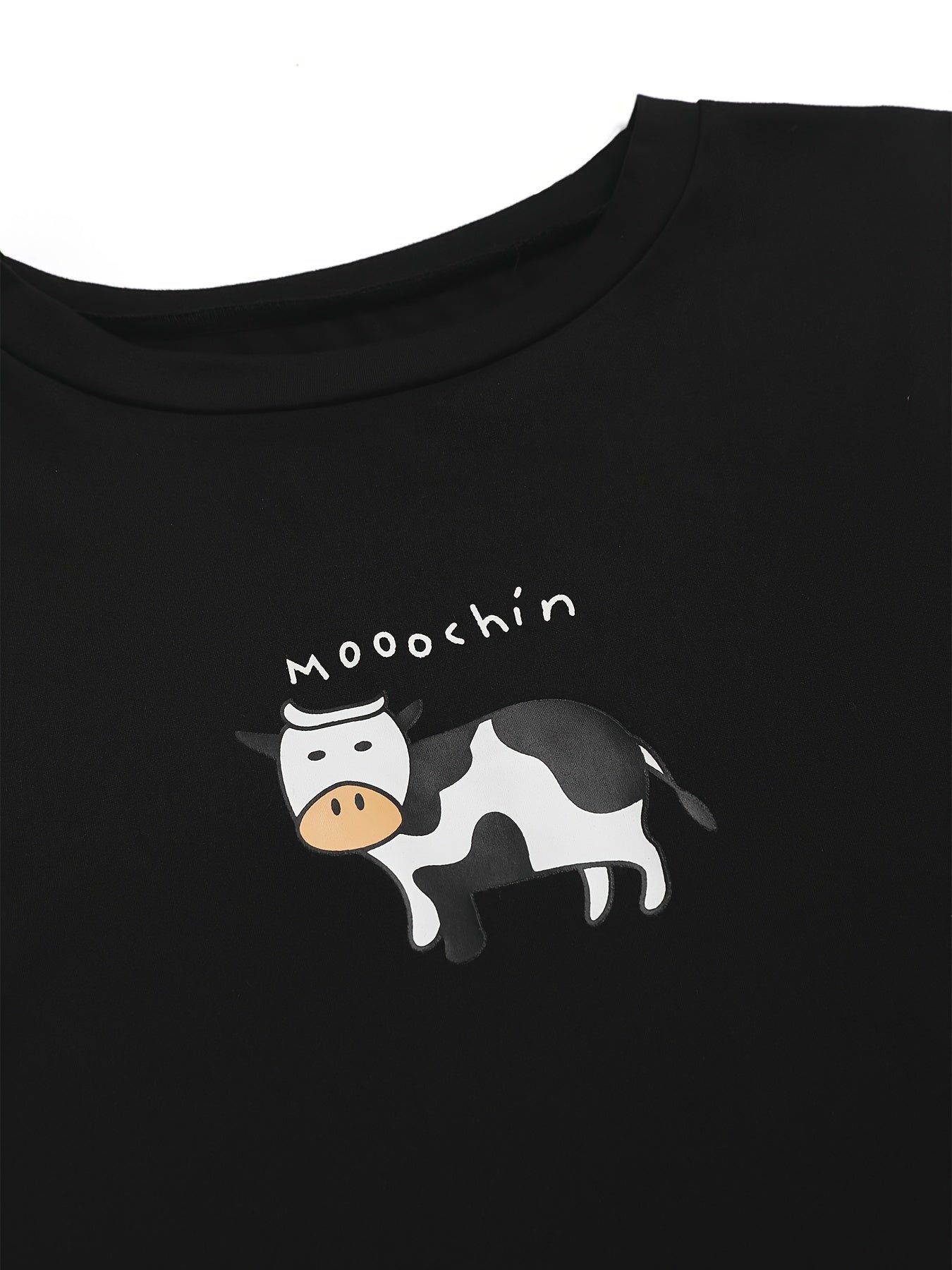Cow Print Pajama Set Short Sleeve Top & Shorts Women's Sleepwear