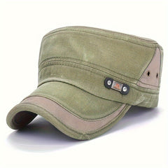 Men's Distressed Vintage Military Flat Top Sun Hat