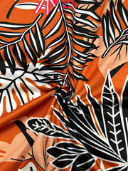 Plus Size Leaf Print Long Sleeve Maxi Dress