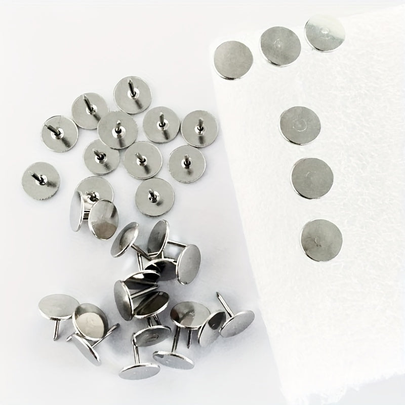 100pcs Nickel Plated Flat Head Push Pins Silver Office Push Pins