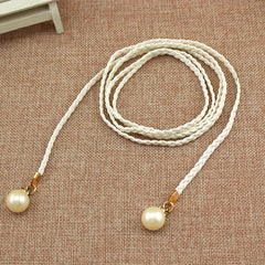 Faux Pearl Pendant Braided Belt for Women