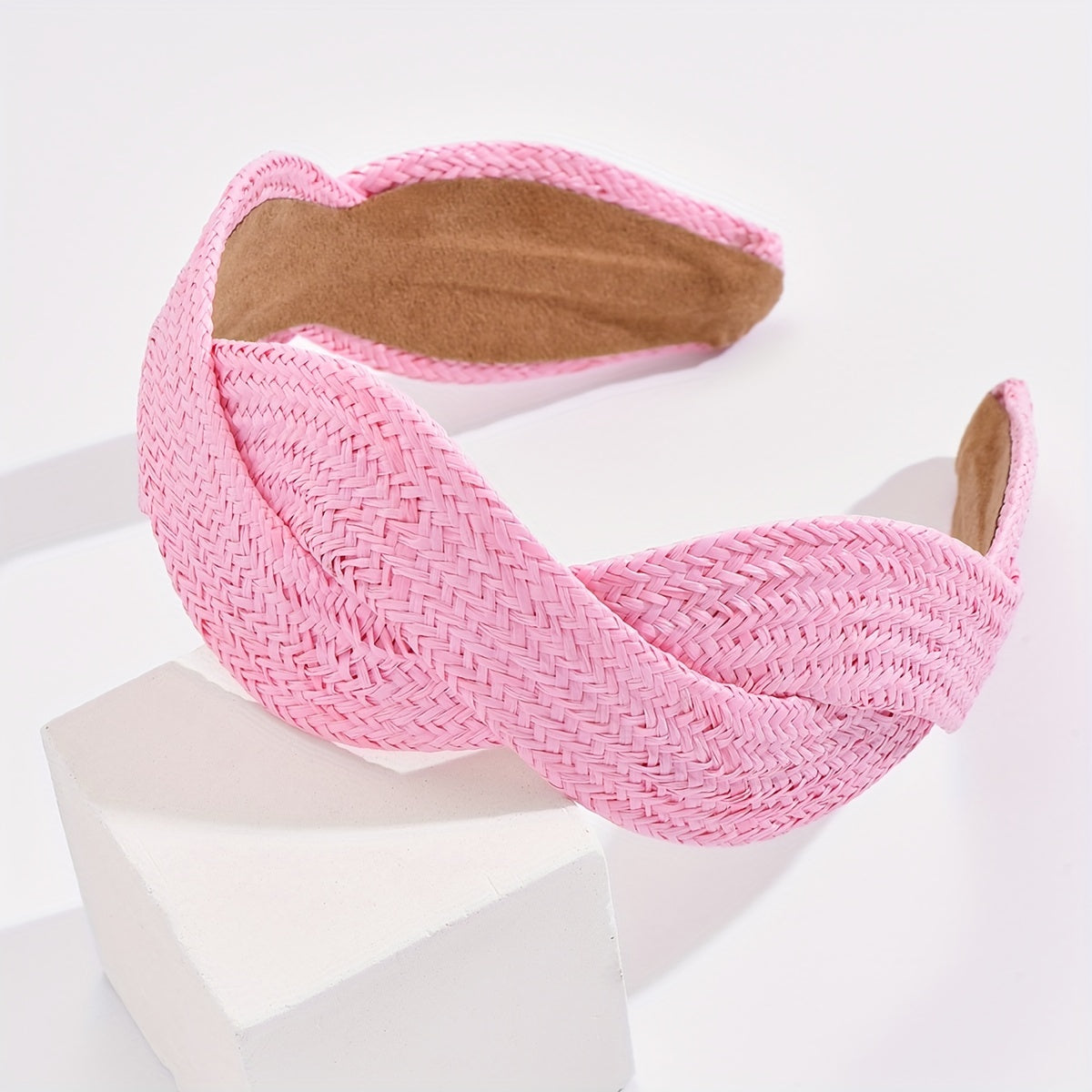 Straw Twist Headband Wide Brim Solid Hair Hoop Boho Party Banquet