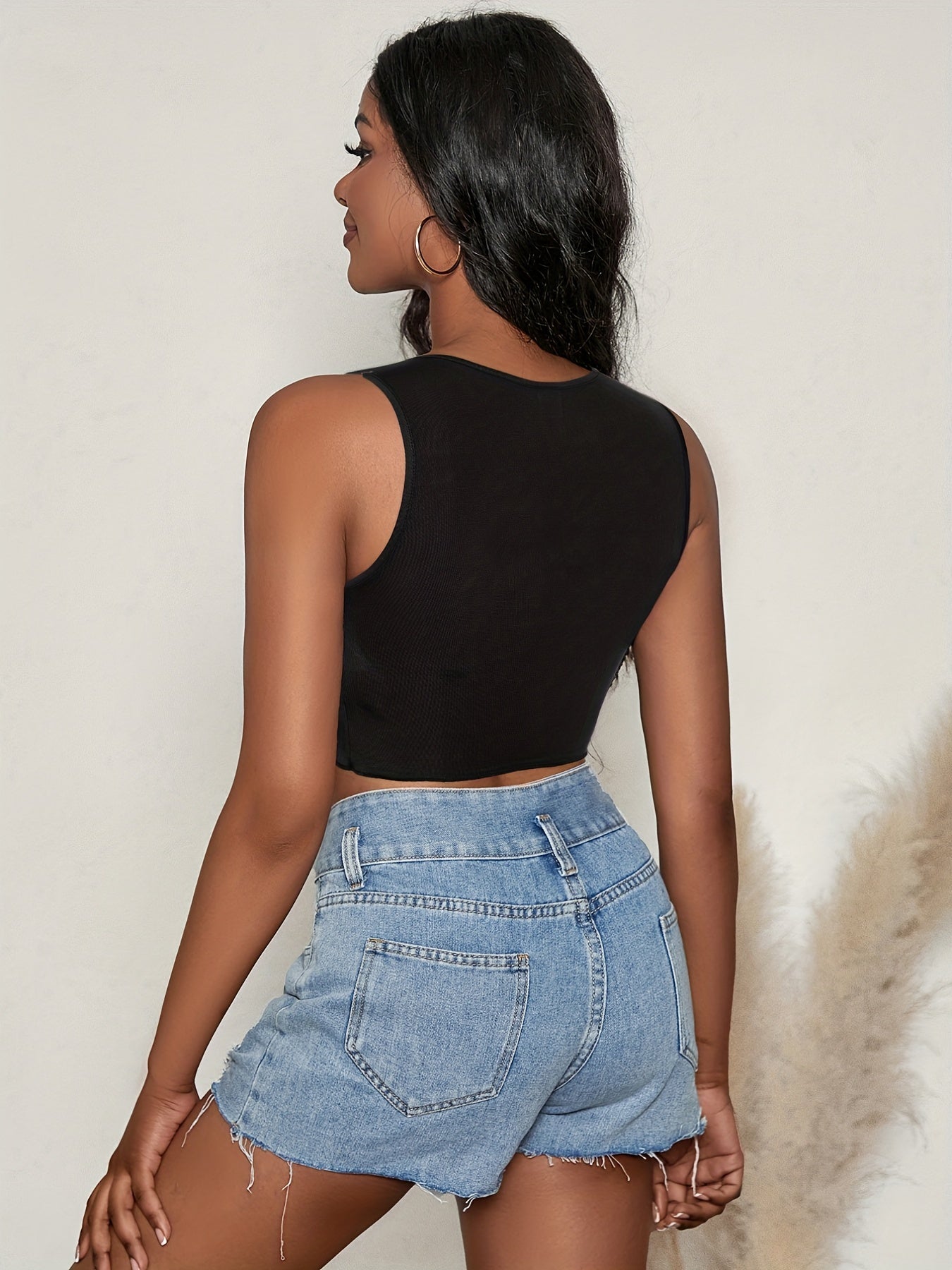 Sun & Moon Print Crop Tank Top Sleeveless Summer Top