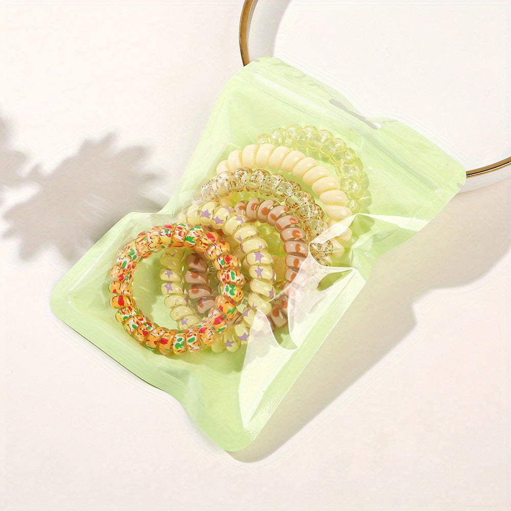 6 Pcs Floral Spiral Hair Tie Colorful Ponytail Holder Hair Tie Hair Accessories