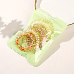 6 Pcs Floral Spiral Hair Tie Colorful Ponytail Holder Hair Tie Hair Accessories