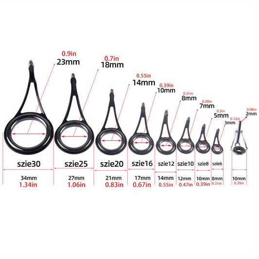 8pcs Stainless Steel Guide Rings for Lure Fishing Rods