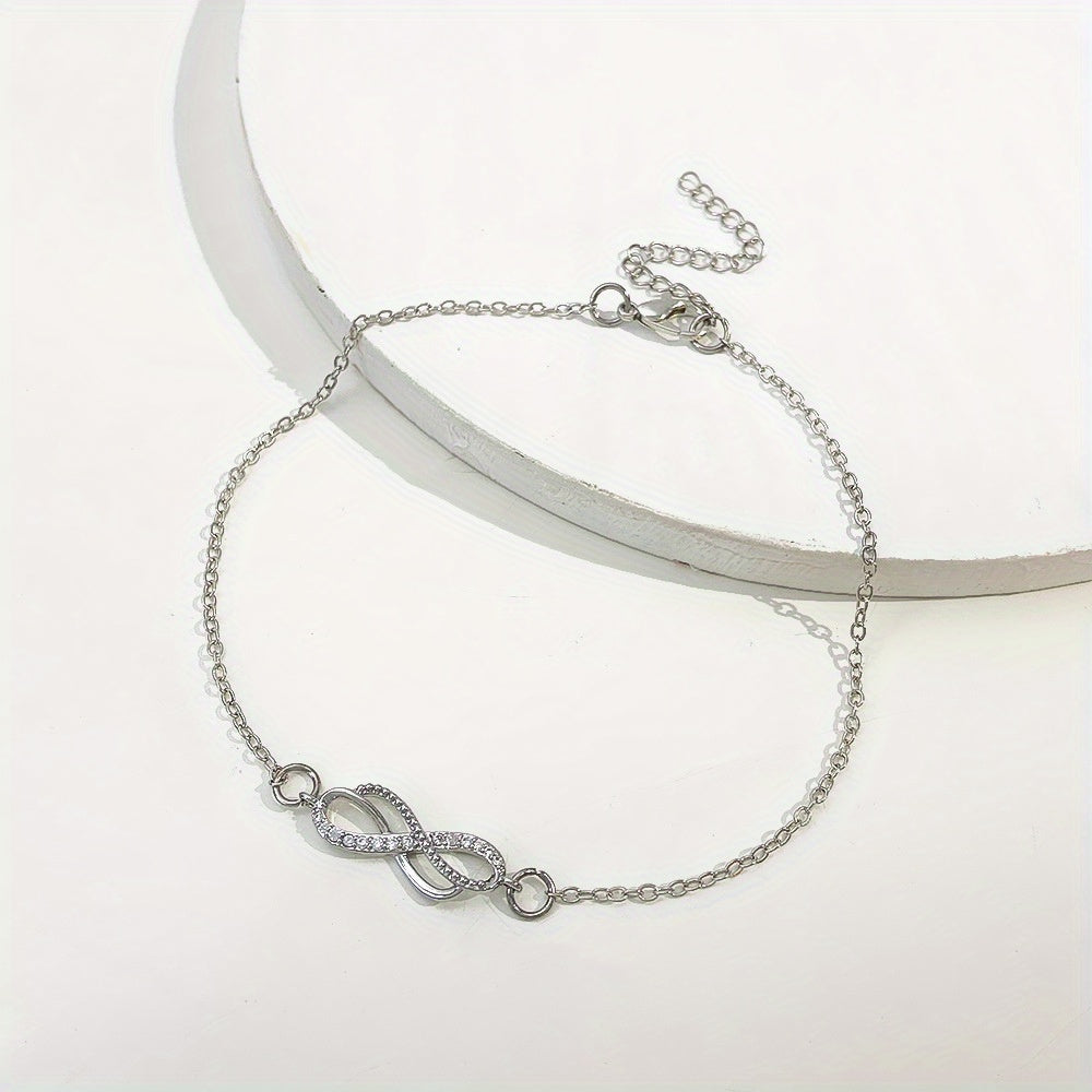 Infinity 8 Character Chain Anklet 18K Plated Zinc Alloy