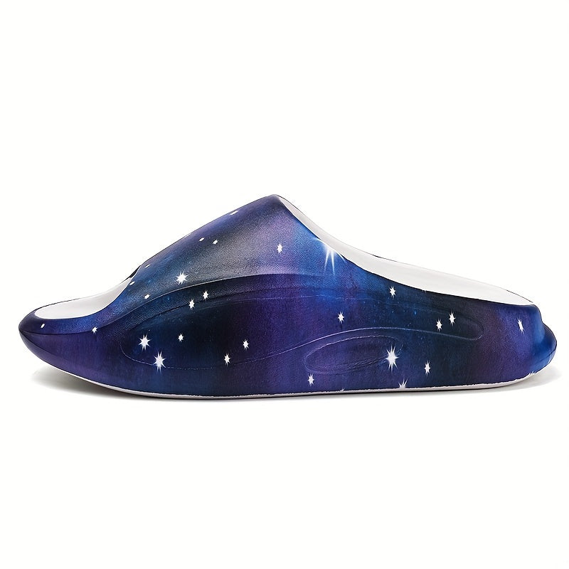 Men's Star Print Platform Slides Soft Sole Cloud Slides Non Slip Comfortable
