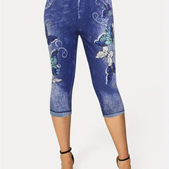 Butterfly Print Capris Leggings for Women