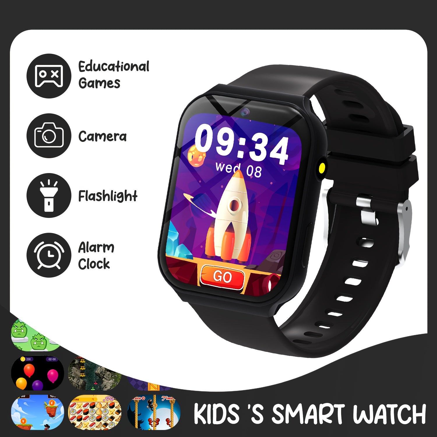 Kids Smart Watch with 18 Games Camera Music Calendar 3 Colors Back to School