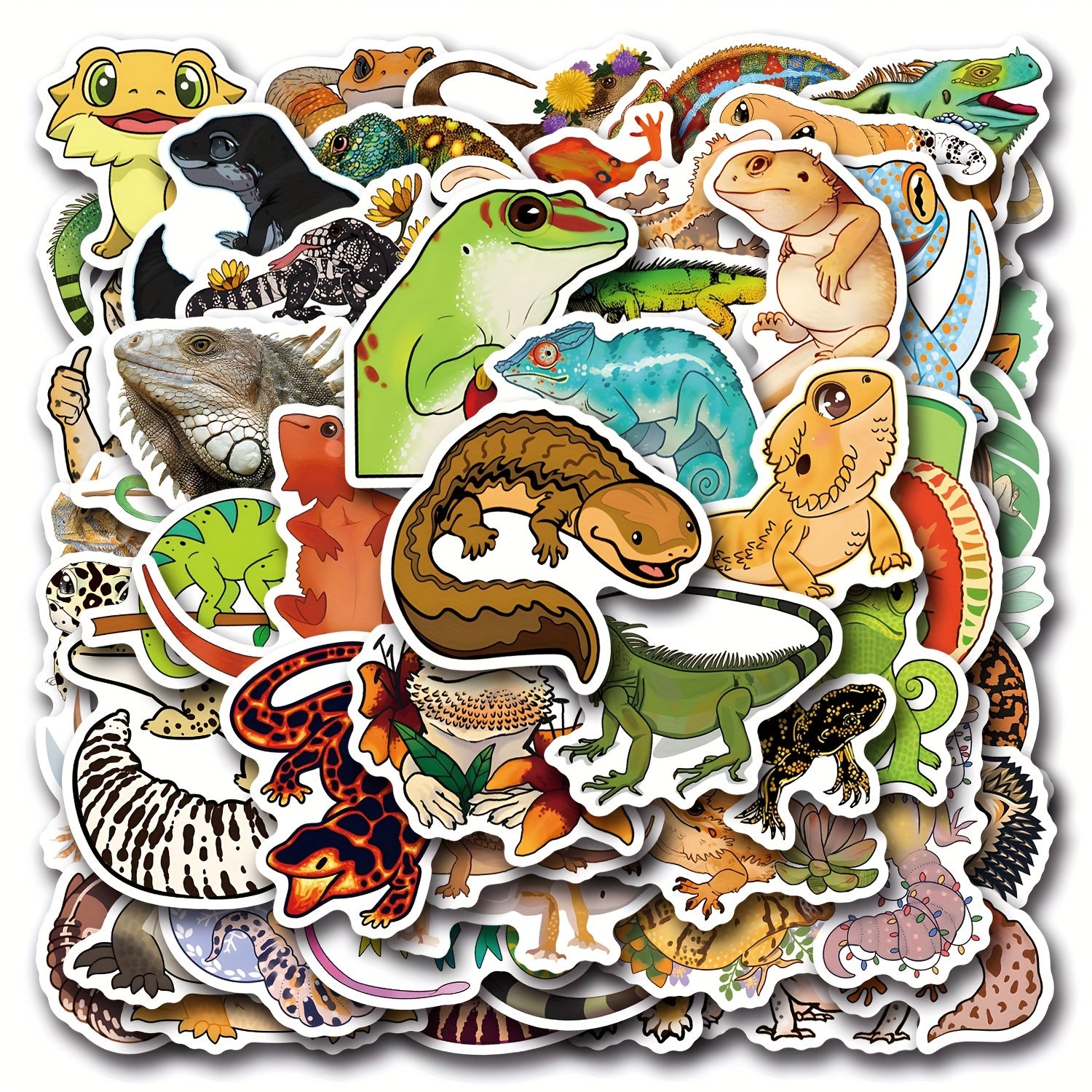 55pcs Reptile Cartoon Stickers Vinyl Decals Multicolor for Laptops Water Bottles
