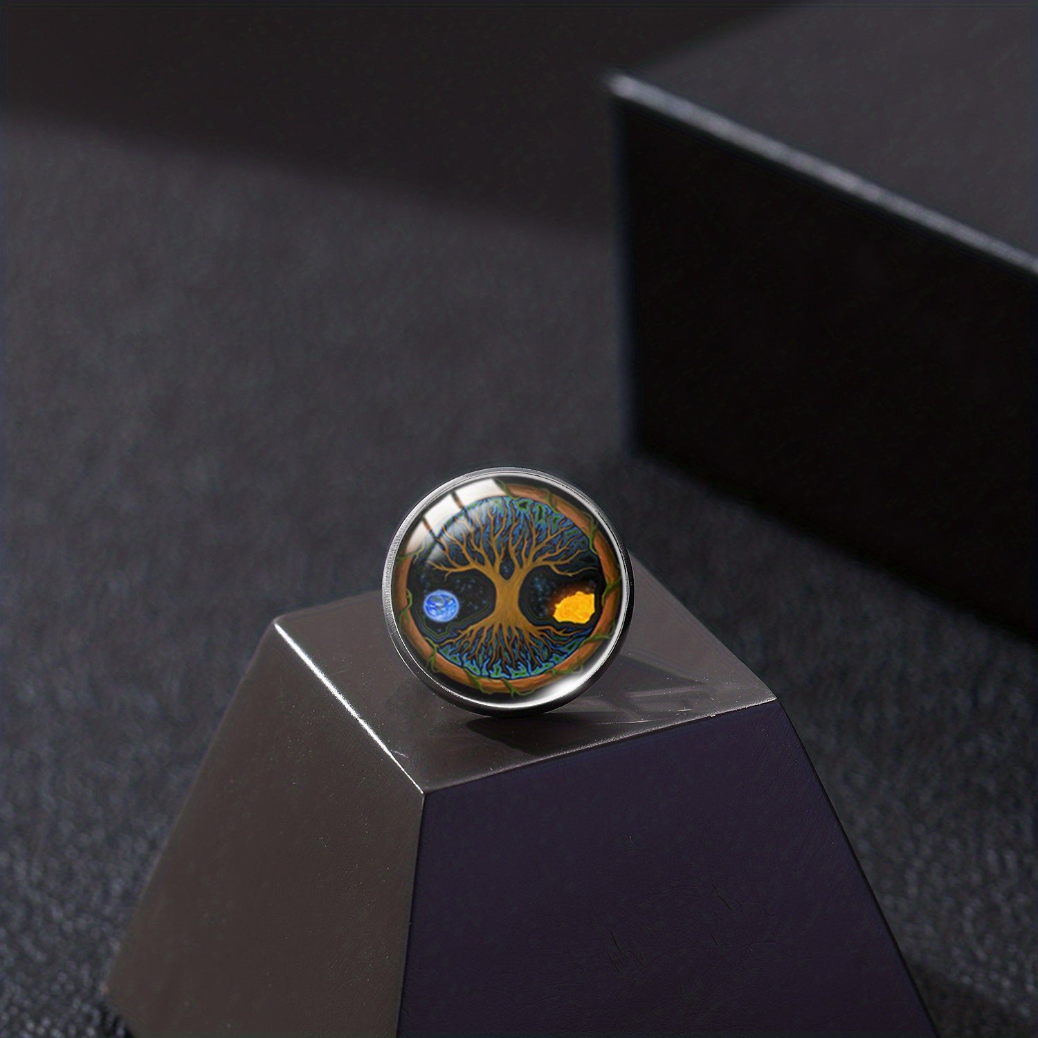Yin Yang Tree Of Life Collar Pin Retro Tree Yin Yang Eight Flowers