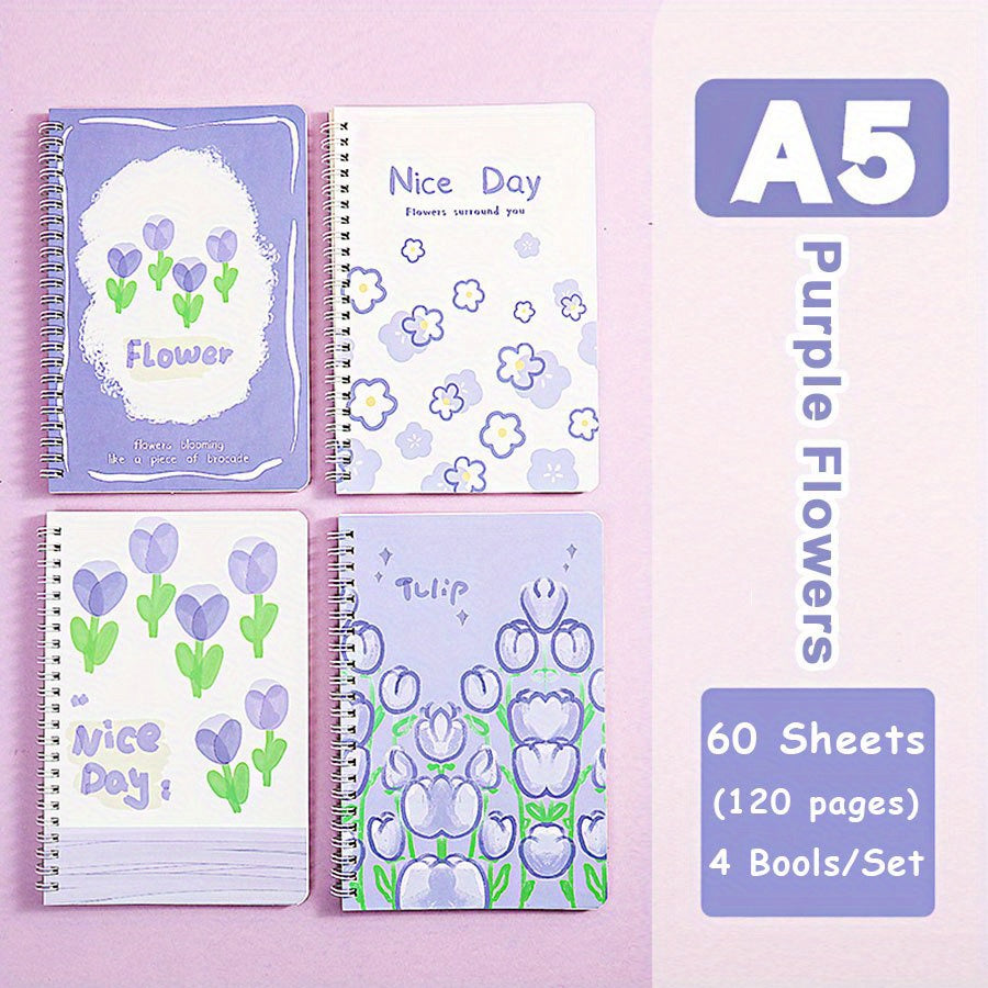 4PCS Astronaut Stationery Set: A5 Spiral Notebook, Handbook & Line Book