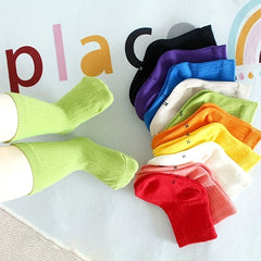 10 Pairs Girls Rainbow Candy Crew Socks for Kids