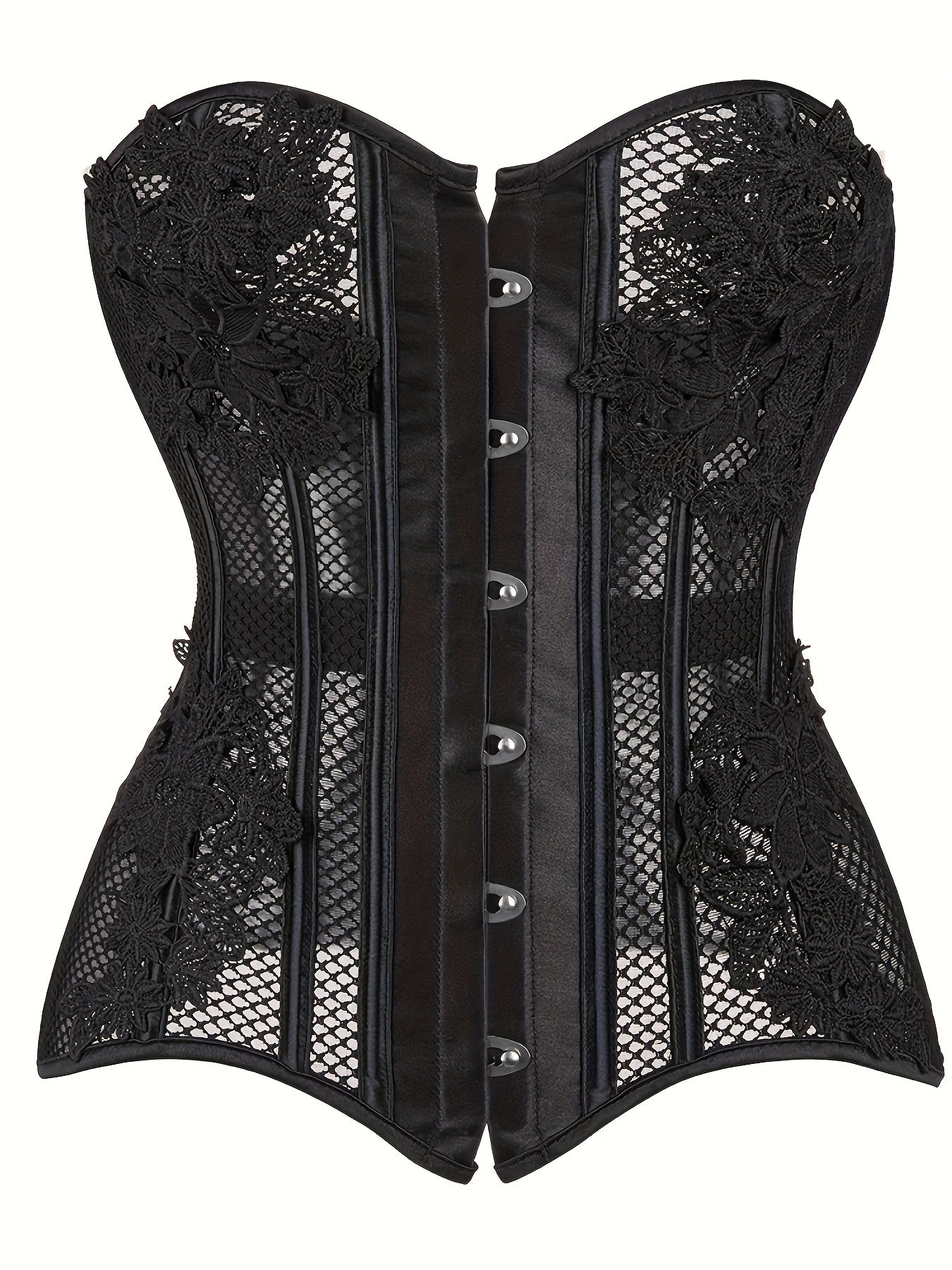 Mesh Strapless Corset Tummy Control Body Shaper Lace Up Slimmer Women's Lingerie