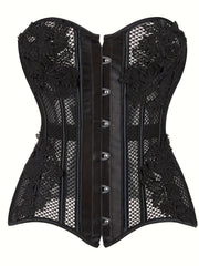 Mesh Strapless Corset Tummy Control Body Shaper Lace Up Slimmer Women's Lingerie