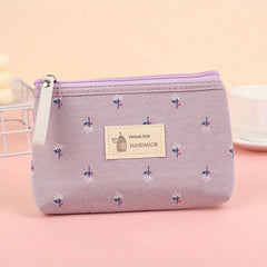 Waterproof Printed Canvas Makeup Bag Small Zipper Wash Bag