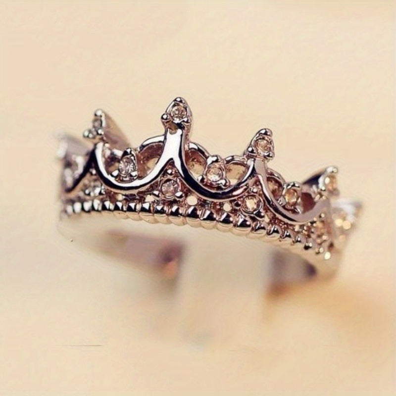 Queen Crown Zircon Ring Wedding Engagement Gift For Women Girls