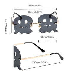 Spooky Ghost Sunglasses Y2K Party Club Decorative Sun Shades Rimless Glasses