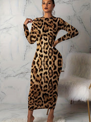  Printed Long Sleeve Maxi Dress