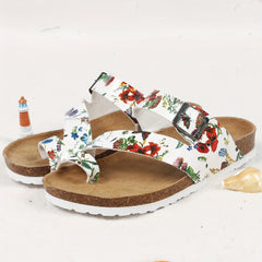 Women's Floral Flat Sandals Toe loop Adjustable Buckle