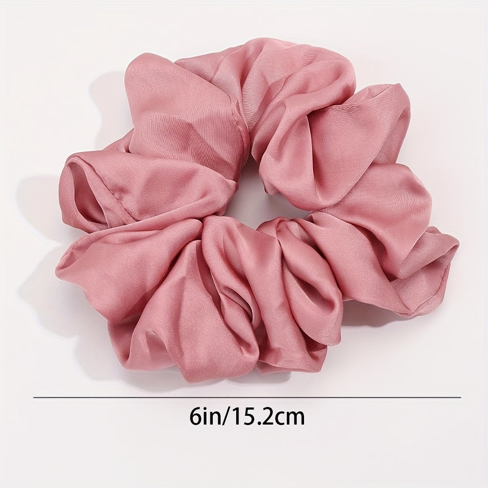 6pcs Large Hair Scrunchies Solid Elastic Ponytail Holder Soft Satin Hair Ties