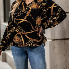  Casual Blouse Women's Plus Chain Print Top