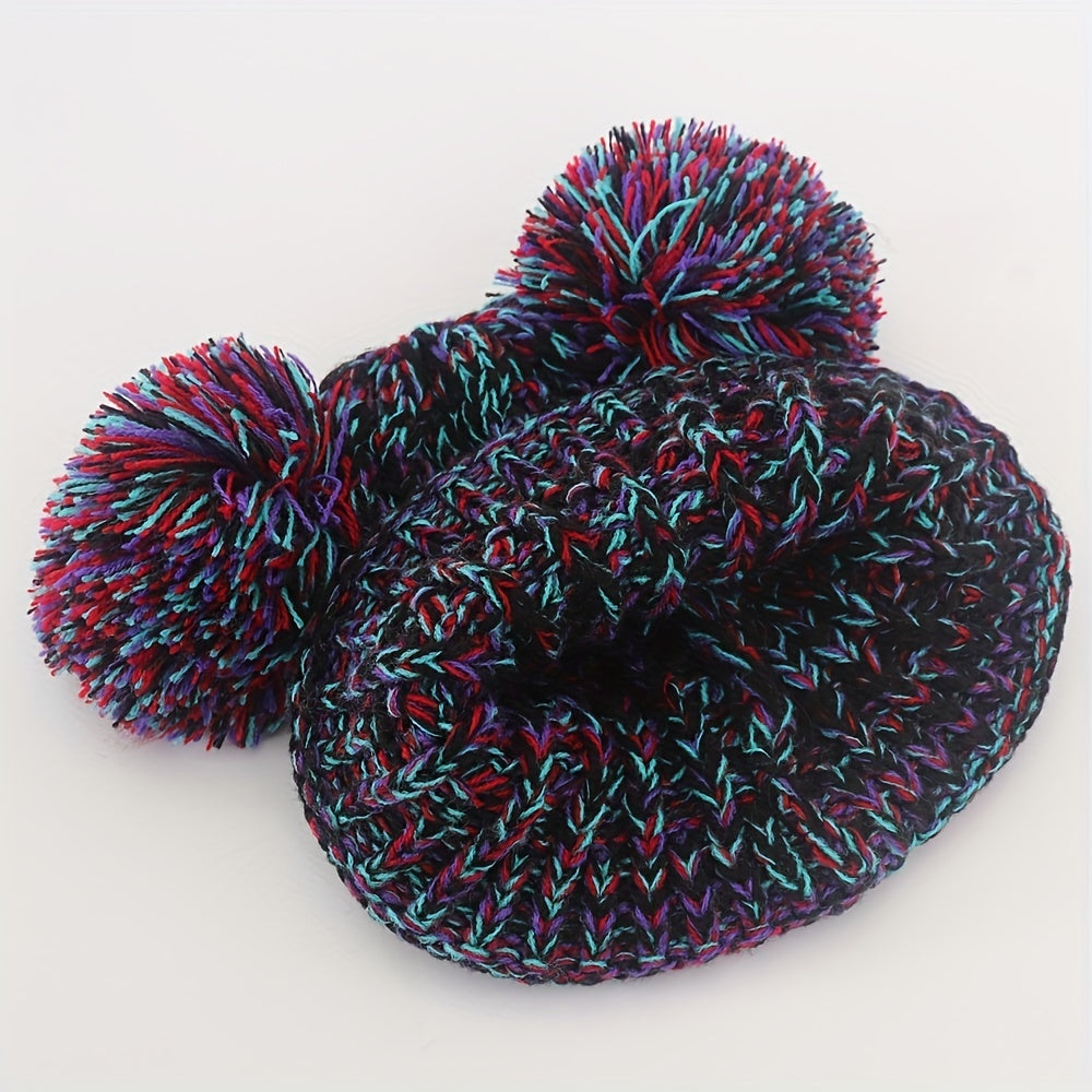 Children's Wool Ball Windproof Knitted Hat for Winter