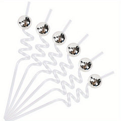 6pcs Disco Ball Straws Mirror Ball Decorations