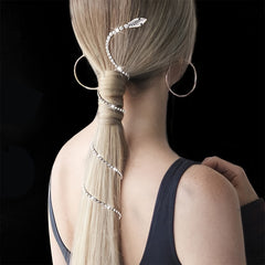 Rhinestone Hair Chains Punk Snake Shape Tassel Hair Clips
