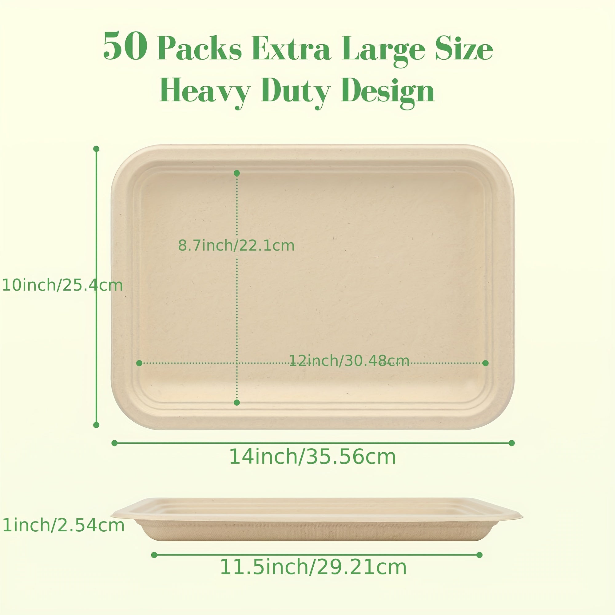 50pcs 35 Biodegradable Paper Plates Heavy Duty Sugarcane Platter for BBQ Picnic