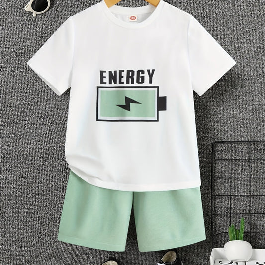 2pcs Boys Energy T shirt & Shorts Kids Summer Clothes Sets