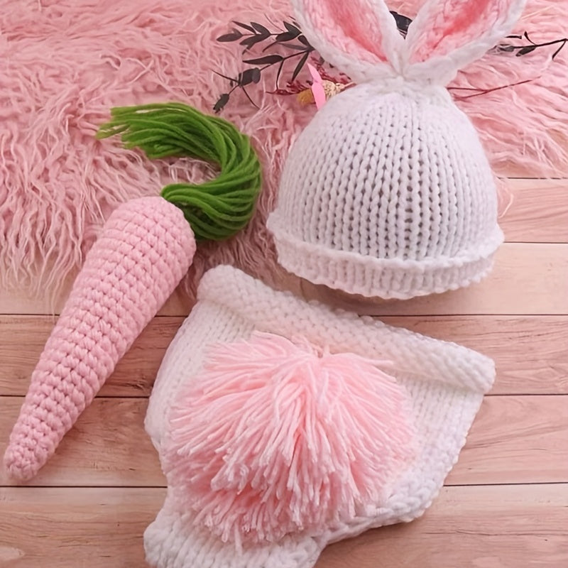 Newborn Rabbit Costume for Baby Photography - Cute Bunny Knitting