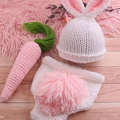 Newborn Rabbit Costume for Baby Photography - Cute Bunny Knitting