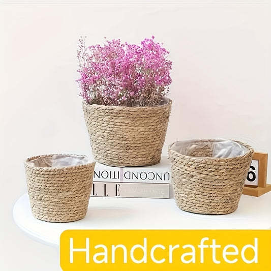 Straw Woven Storage Basket Flower Pots Plant Container Indoor & Outdoor