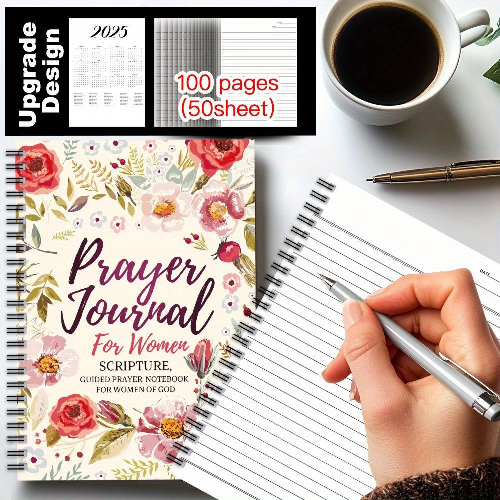 Inspirational Spiral Notebook Floral Cover 100 Pages Christian Gift